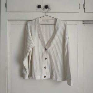 Alo Yoga Ribbed Take Comfort Cardigan - White
